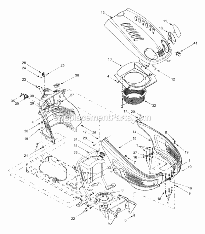 Hood_Fuel_Tank_Electrical Diagram and Parts List for 13BT604G452  Yard Man Lawn Mower